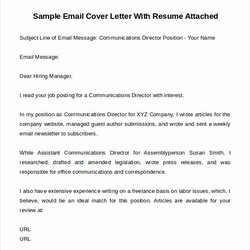 The Highest Standard Email Cover Letter Templates New Free Sample