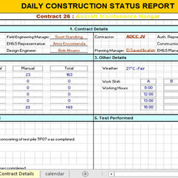 Daily Construction Site Report Format In Excel