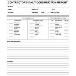 The Highest Quality Construction Daily Report Template Fill Online Printable Log Excel Form Superintendent