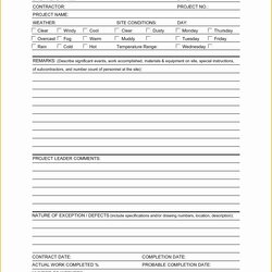 Capital Daily Report Template Free Download Of Construction Job