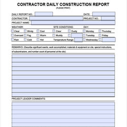 Super Construction Daily Report Template Word Log