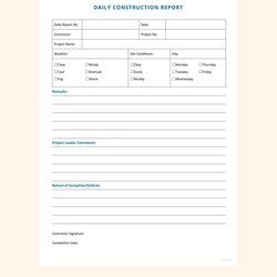 Worthy Construction Daily Report Template Google Docs Word Apple Pages Free Sample
