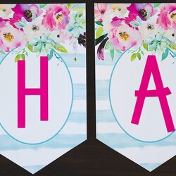Smashing Free Printable Birthday Banner Six Clever Sisters Happy Floral Template Pink Letters Templates