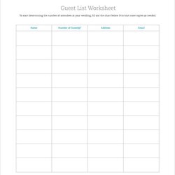 Terrific Free Wedding Guest List Templates Excel Formats Image