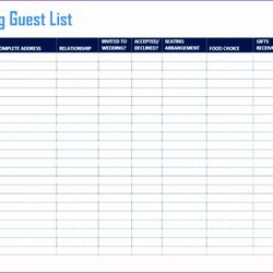 Magnificent Excel Guest List Template Lovely Wedding Templates Word Formats Of