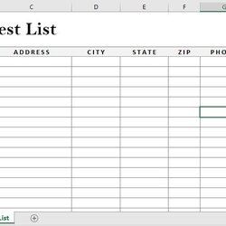 Supreme Wedding Guest List Template Excel Spreadsheet Editable