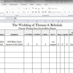 Brilliant Wedding Guest List Templates Excel Formats Checklist Spreadsheet Gust Template