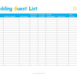 Exceptional Excel Guest List Template Wedding Spreadsheet Pertaining To Free Templates And Managers