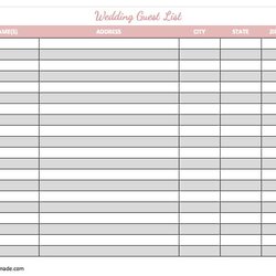 Eminent Wedding Guest List Templates Excel Formats Lists Template Blank Worksheet Word Format Fit