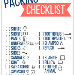 Superior Free Printable Vacation Packing List Template For Kids Paper Trail Design Travel Print Checklist