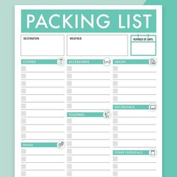 The Highest Standard Download Printable Packing List Editable Included Pack