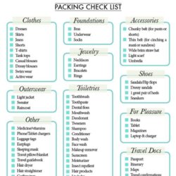 Legit Summer Vacation Pack List Templates At Packing Checklist Travel Check Printable Guide Glitter Lists