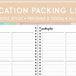 Blank Vacation Packing List Printable Template Off