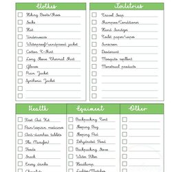 Packing List Template Printable Customized Travel