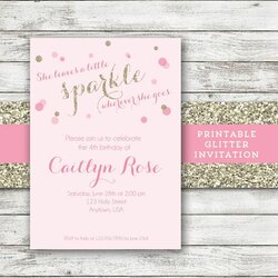 Wizard Pink And Gold Invitation Sparkle By