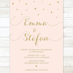 Spiffing Pink And Gold Wedding Invitation Glitter Hearts Chic White Weddings