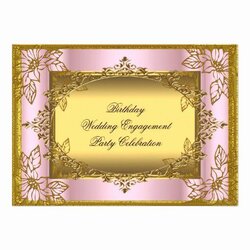 Tremendous Pink And Gold Invitation Template Beautiful Birthday Wedding