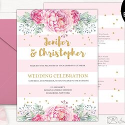 Great Gold And Pink Wedding Invitation Templates Creative Market
