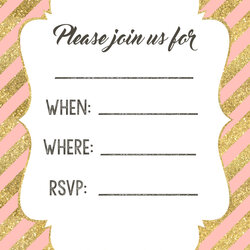 Excellent Pink And Gold Invitations Free Printable Paper Trail Design Invitation Birthday Template Templates
