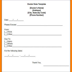 Terrific Printable Doctor Excuse For Work Free Notes Doctors Note Template