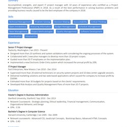 Eminent It Project Manager Resume Example Writing Guide