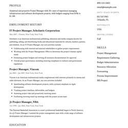Matchless Project Manager Resume Full Guide Examples Word Sample Description Application Example Write