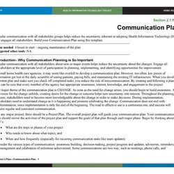 Preeminent Simple Communication Plan Examples Free Templates Template