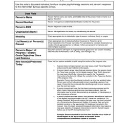 Great Sample Psychotherapy Progress Notes Template Clinical Forms Note