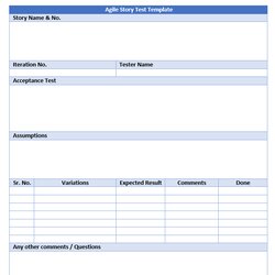 Brilliant Agile Test Plan Template Samples Best Practices Seeds Sample User Story