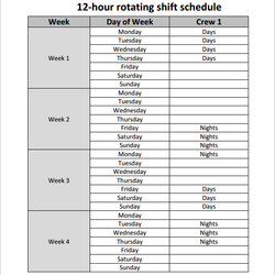 Perfect Hour Shift Schedule Template Printable Receipt Rotating Schedules Calendar Templates Crew Days Work