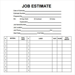 Splendid Free Estimate Templates Template Job Proposal Printable Sheet Sample Construction Word Classic Blank