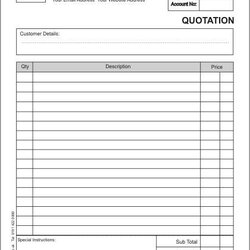 Sublime Free Printable Estimate Forms Templates Template Pertaining