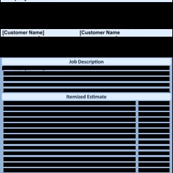 Perfect Free Printable Job Estimate Template Templates