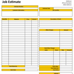 Very Good Best Images Of Free Printable Estimate Templates Blank Template Microsoft Job Construction Forms