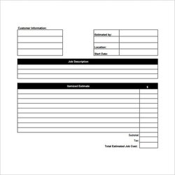 Admirable Free Printable Job Estimate Template Templates Form In