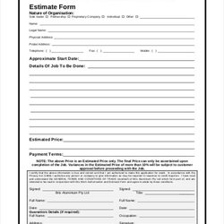 Champion Free Sample Estimate Forms In Ms Word With Blank Form Template