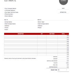 Brilliant Estimate Templates Free Easy Download Invoice Simple Template Sheet Google Doc Word Excel Make Red