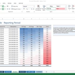 Excel Template Aging Of Accounts Receivable Templates Forms Chart Receivables Indicators Gradients