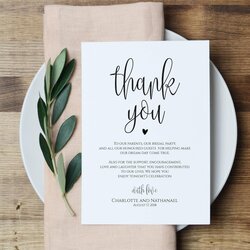 Sublime Wedding Thank You Note Printable Card Template Menu Cards Simple Party Table Modern Minimal Templates