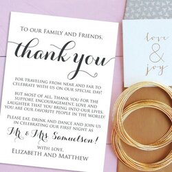 Outstanding Wedding Thank You Note Template Editable Marvelous Example