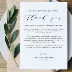 Wonderful Wedding Thank You Letter Note Printable In