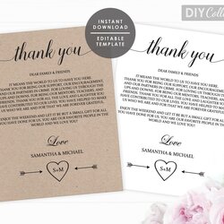 Super Printable Wedding Thank You Note Template Canada