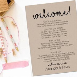 Wonderful Wedding Welcome Bag Letter Sample Itinerary