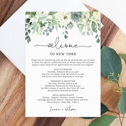 Superb Welcome Letter Template Wedding Itinerary Card Greenery Bag Printable Note Agenda Choose Board