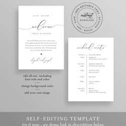Excellent Welcome Bag Letter Template Wedding Note Printable Instant Itinerary Editable Agenda