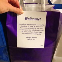 Worthy Wedding Welcome Bag Letter Sample Hotel Gift Bags Note Guests Guest Gifts Notes Basket Card Blue