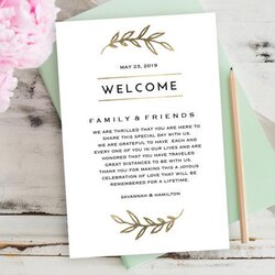 Magnificent Wedding Welcome Bag Note Letter