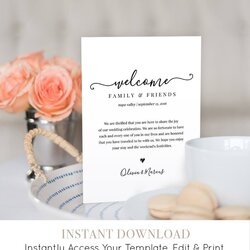 Brilliant Wedding Welcome Bag Note Letter Printable