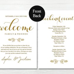 The Highest Standard Gold Welcome Bag Letter Template Wedding