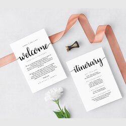 Champion Wedding Welcome Bag Letter Itinerary Card Guest